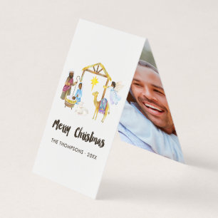 Tarjeta Foto de Navidad de la Natividad al aguarela