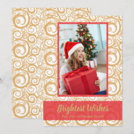 Tarjeta Foto de Navidades de Swirls Gold