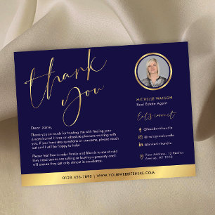 Tarjeta Foto de Navy & Gold Modern Inmobiliaria Gracias