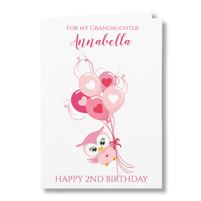 Tarjeta Foto de nieta en su segundo cumpleaños con búho ro (Subido por el creador)