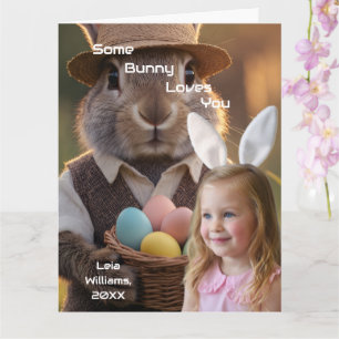 Tarjeta Foto de niña con orejas de conejo de Pascua person