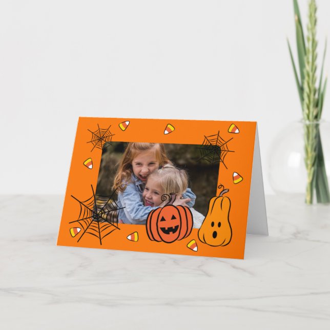 Tarjeta Foto de niños de Halloween (Anverso)