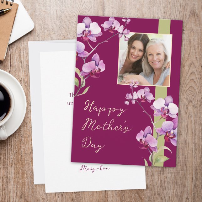 Tarjeta Foto de orquídea borgoña del día de la madre (Subido por el creador)