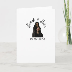 Tarjeta Foto de pareja con nombre y fecha de boda sencilla