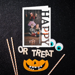 Tarjeta Foto de pareja familiar personalizada Feliz Hallow