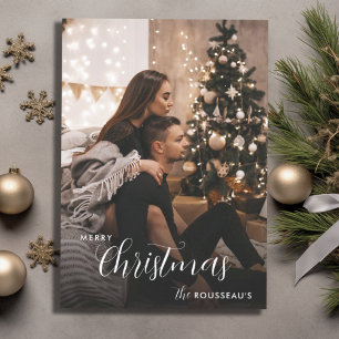 Tarjeta Foto de pareja moderna y trendy de Navidad oscura 