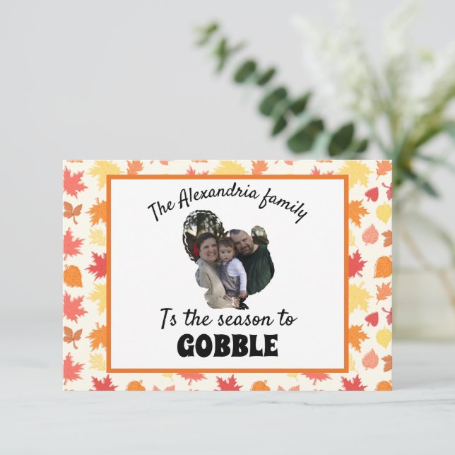 Tarjeta Foto de pavo de acción de gracias personalizada pa (Anverso de pie)