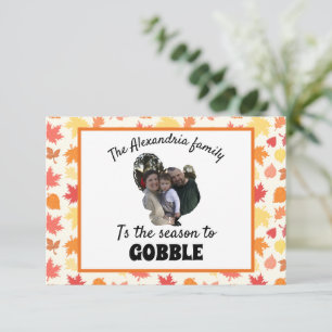 Tarjeta Foto de pavo de acción de gracias personalizada pa