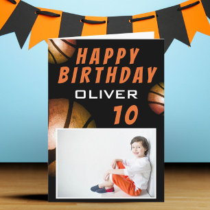 Tarjeta Foto de pelota metálica de baloncesto Feliz Cumple
