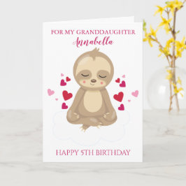 Tarjeta Foto de perezoso rosa lindo de cumpleaños quinta d