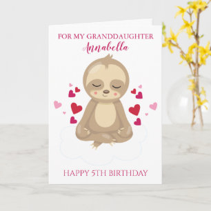 Tarjeta Foto de perezoso rosa lindo de cumpleaños quinta d