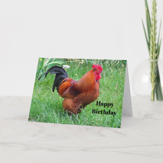 Tarjeta Foto de perfil de pollo rojo de bonito Cumpleaños (Anverso)