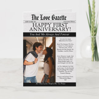 Tarjeta Foto de periódico aniversario de bodas
