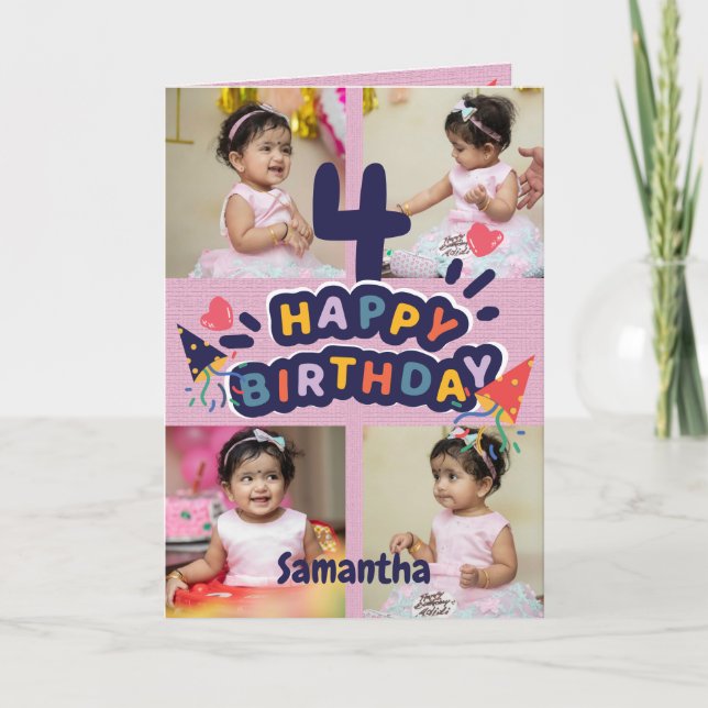 Tarjeta Foto de Personalizado moderno Nombre de la cuarta  (Anverso)