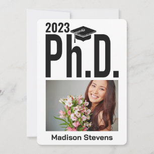 Tarjeta Foto de personalizado, nombre y año Ph.D.