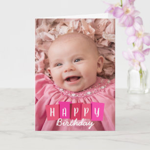 Tarjeta Foto de Personalizado Rosa Feliz cumpleaños