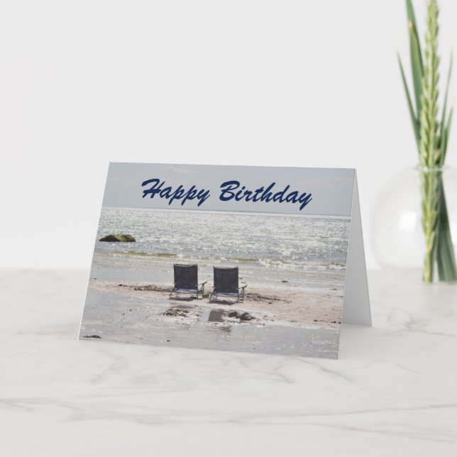 Tarjeta Foto de playa de cumpleaños (Anverso)