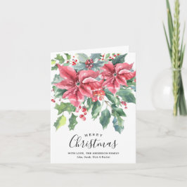 Tarjeta Foto de Poinsettia Roja (dentro) Feliz Navidad