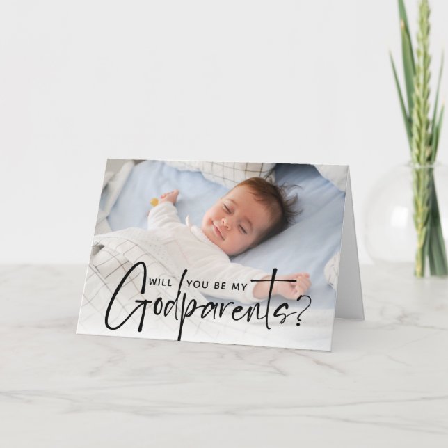 Tarjeta Foto de propuesta de padrinos modernos (Anverso)