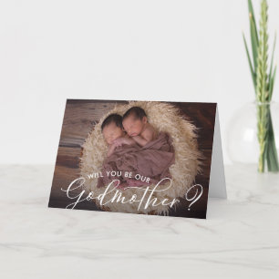 Tarjeta Foto de propuesta de Twins GodMom