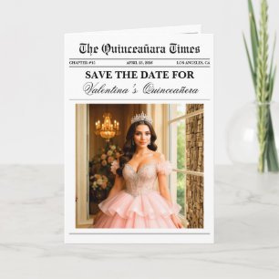 Tarjeta Foto de Quinceañera en Periódico Único