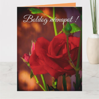 Tarjeta Foto de rosa roja - día del nombre húngaro