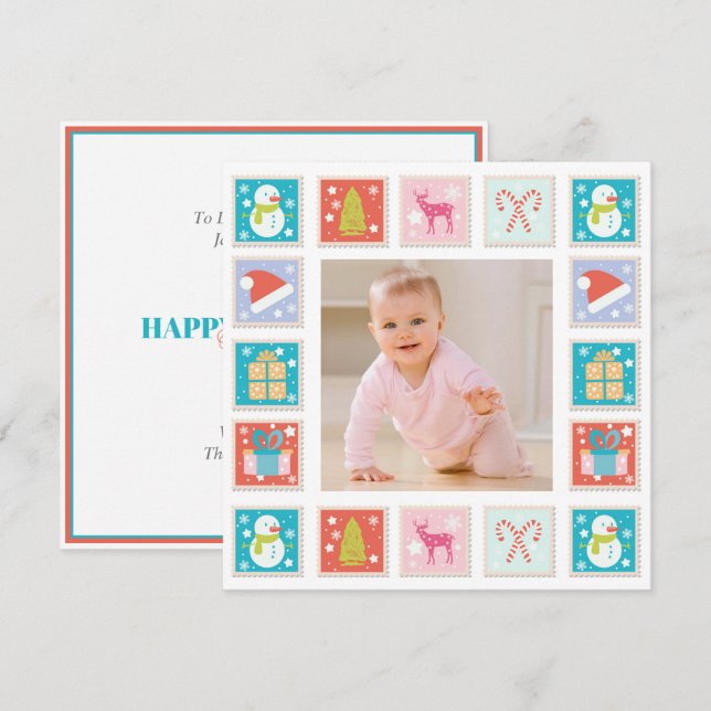 Tarjeta Foto de sello de posta de ferias de navidades (Anverso / Reverso)