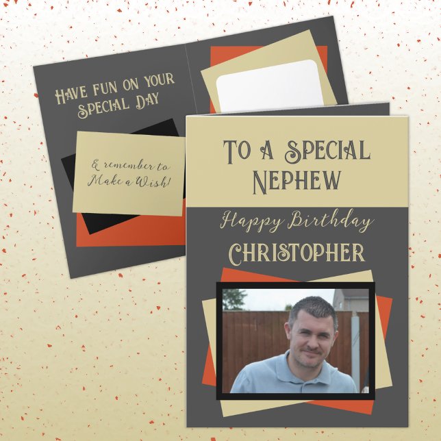 Tarjeta Foto de sobrino de nombre naranja gris (Subido por el creador)