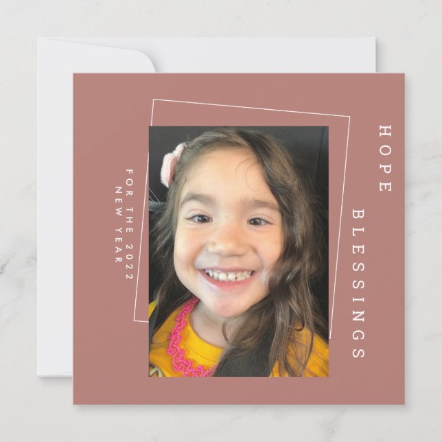 Tarjeta Foto de tono de tierra simple de Año Nuevo 2022 (Anverso)