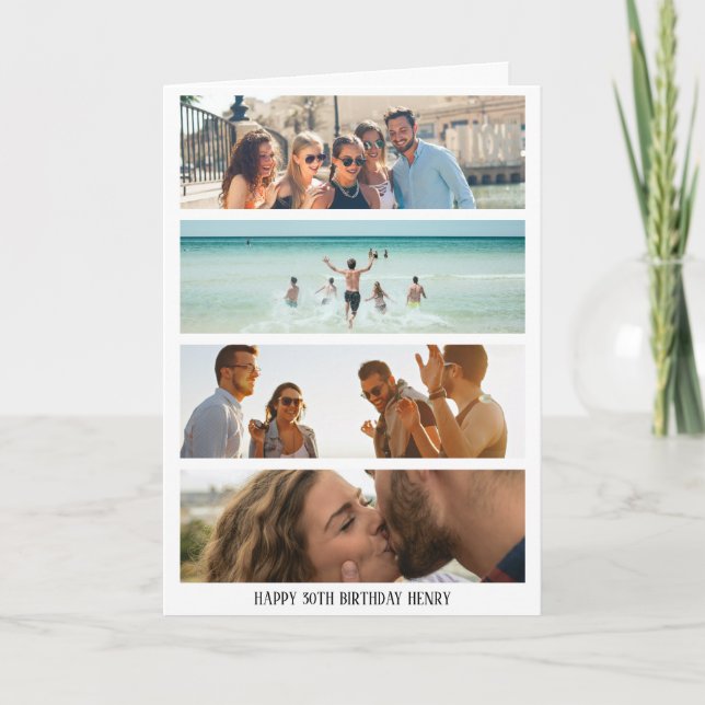 Tarjeta Foto de Trendy 4 | Cualquier cumpleaños de edad y  (Anverso)