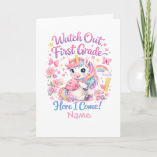 Tarjeta Foto de Unicornio de Acuarela Kawaii para Regreso 