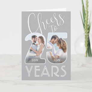 Tarjeta Foto del 25º Aniversario de Boda ¡Salud por 25 Año