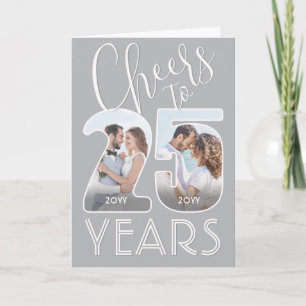 Tarjeta Foto del 25º Aniversario de Boda ¡Salud por 25 Año