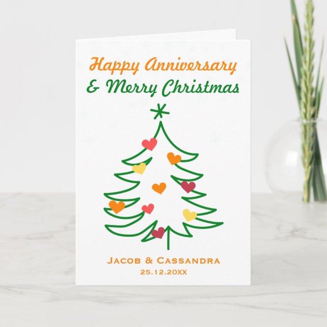 Tarjeta Foto del aniversario de Navidades del corazón de l (Anverso)