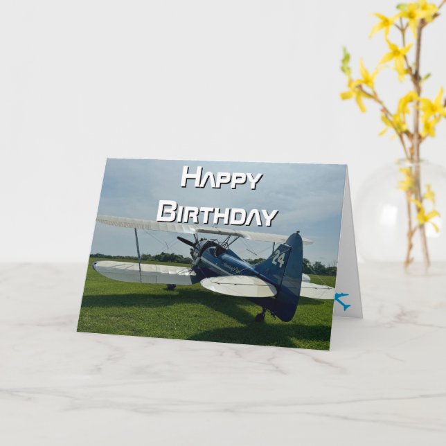 Tarjeta Foto del avión, Cumpleaños del piloto de aviación  (flor amarilla)