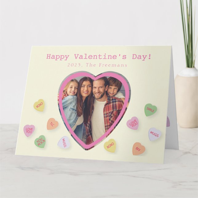 Tarjeta Foto del corazón Feliz corazón de San Valentín (Anverso)