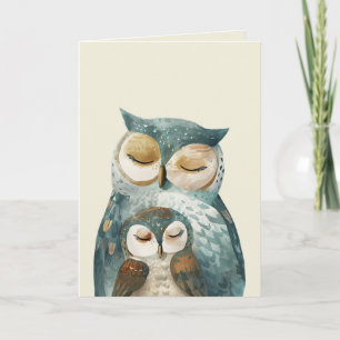 Tarjeta Foto del Día de la Madre de Mama Owl & Owlet