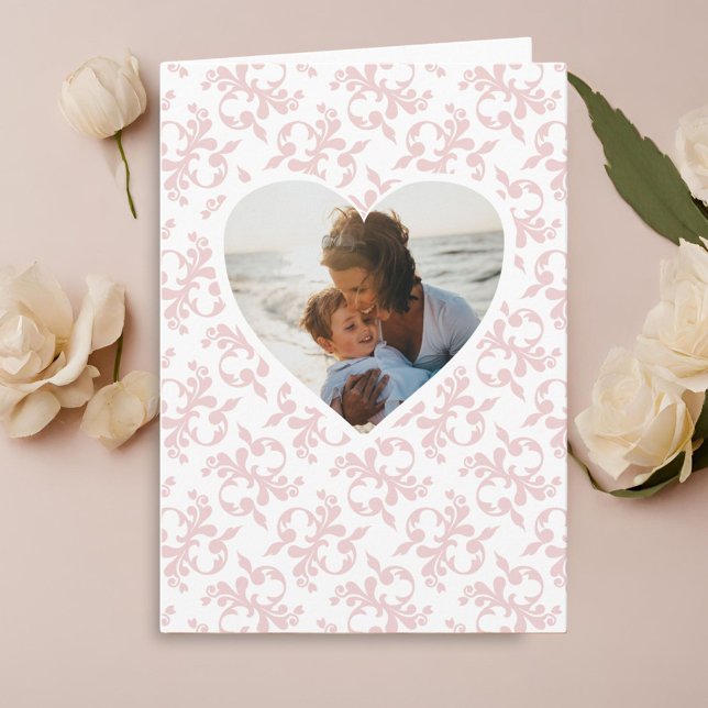 Tarjeta Foto del Día de la Madre en el Patrón Rococo Rosa  (Subido por el creador)