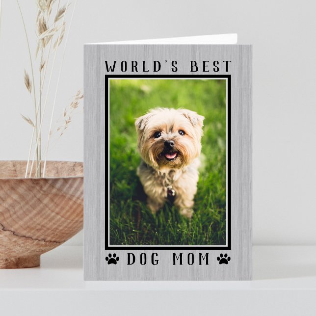 Tarjeta Foto del Día de la Madre Rústica, el mejor perro d (World's Best Dog Mom Rustic Mother's Day Photo Card)
