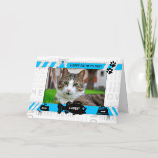 Tarjeta Foto del Día del Padre Azul Gato Mascota Horz