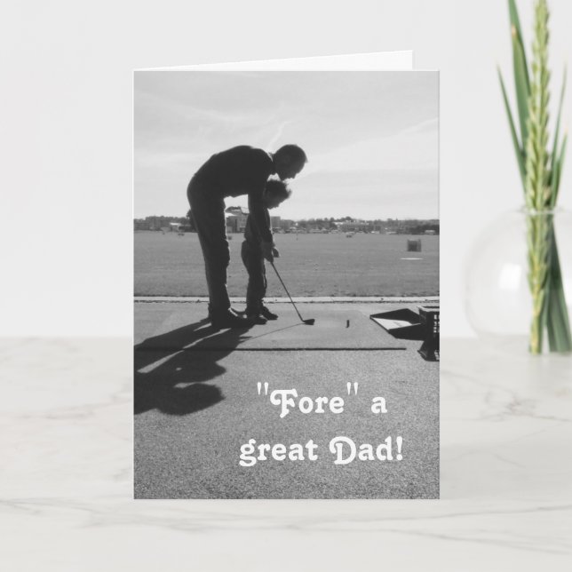 Tarjeta Foto del Día del Padre Golf "Fore a Great Dad" (Anverso)
