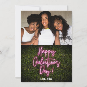 Tarjeta Foto del El día de San Valentín neón rosado del Dí