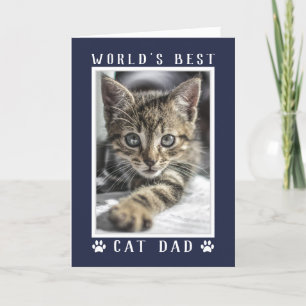 Tarjeta Foto del Mejor Papá Gato del Mundo en Azul Marino