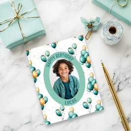 Tarjeta Foto del patrón de globos verde azulados