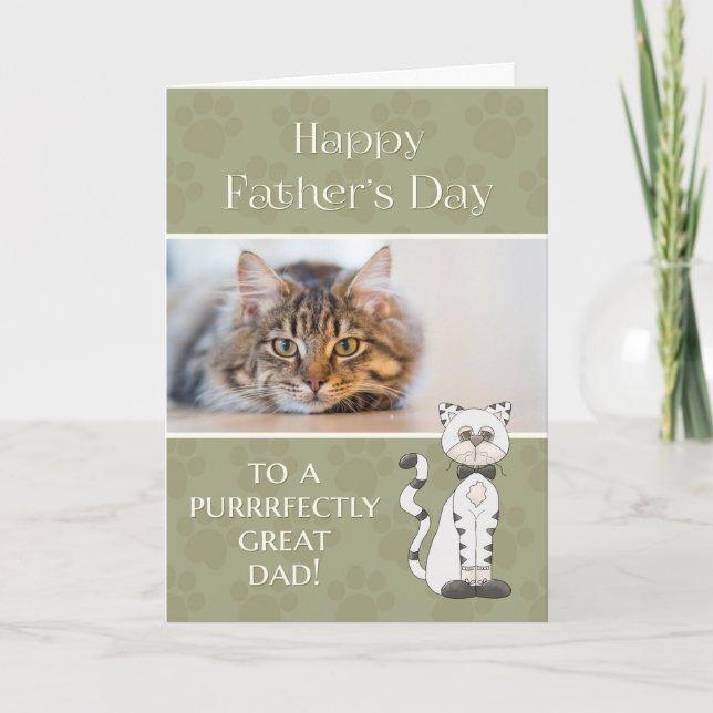 Tarjeta Foto del personalizado del Día del Gato en el Padr (Anverso)