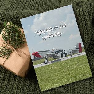 Tarjeta Foto divertida de cumpleaños del avión P-51 Mustan