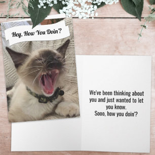 Tarjeta Foto Divertida de Gato Siames Gritando ¿Cómo Estás