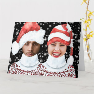 Tarjeta Foto Divertida de Santa y Duende Navidad Personali