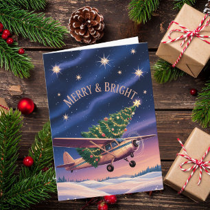 Tarjeta Foto divertida de un avión Cessna que lleva árbol