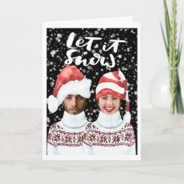 Tarjeta Foto Divertida Personalizada de Navidad Deja que N